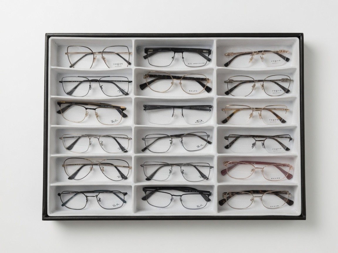 Caja de monturas de metal Vogue, Ray-Ban y Oakley en Ópticas Miryam